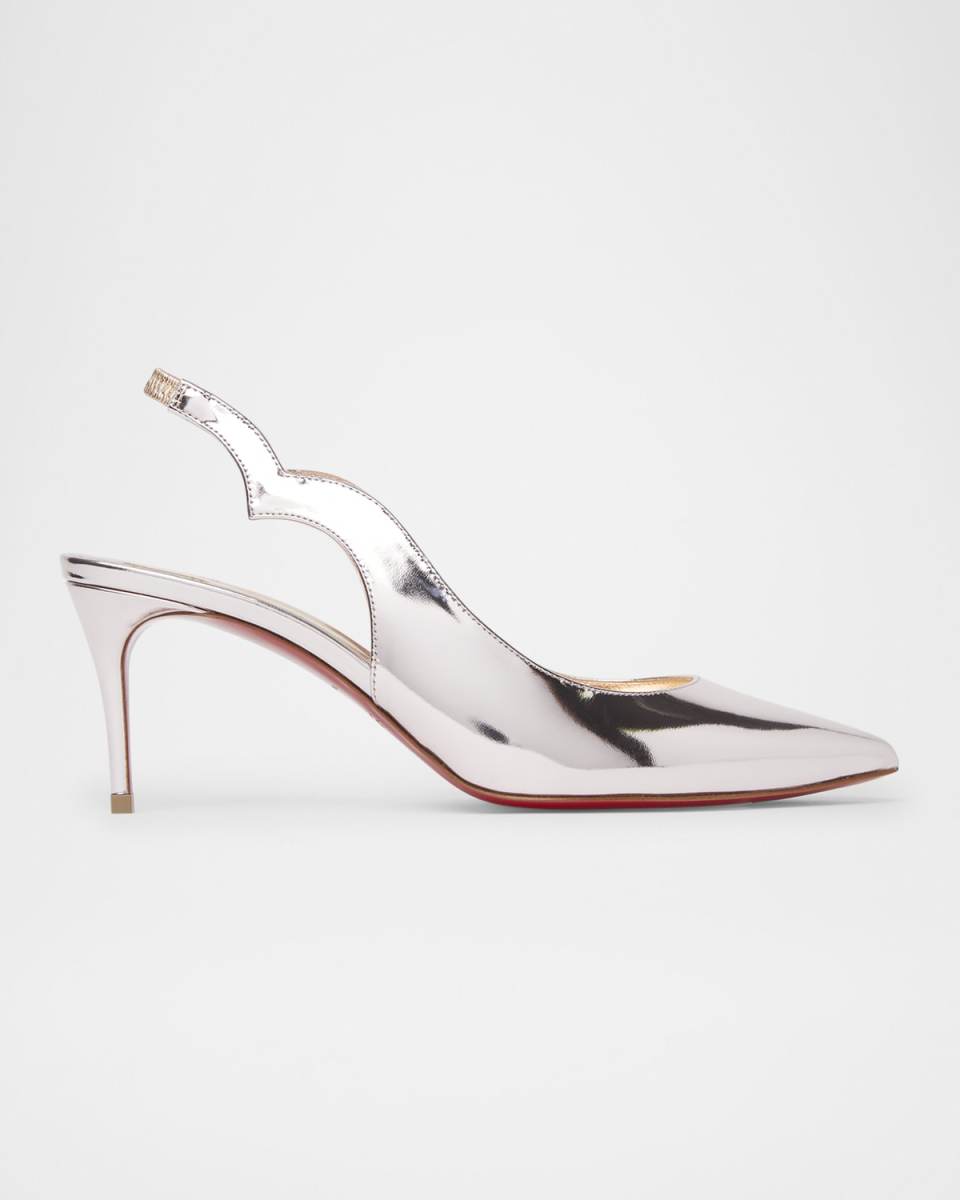 Hot Chick Metallic Red Sole Slingback Pumps